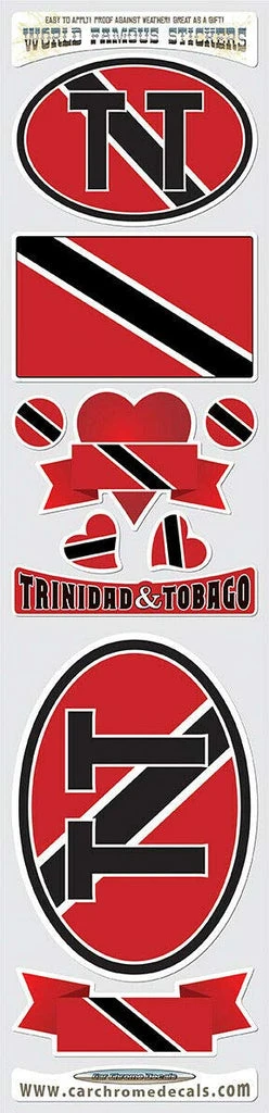 

2X Trinidad and Tobago 10 Stickers Set Flag Decal Bumper stiker car Bike Laptop,42X10CM