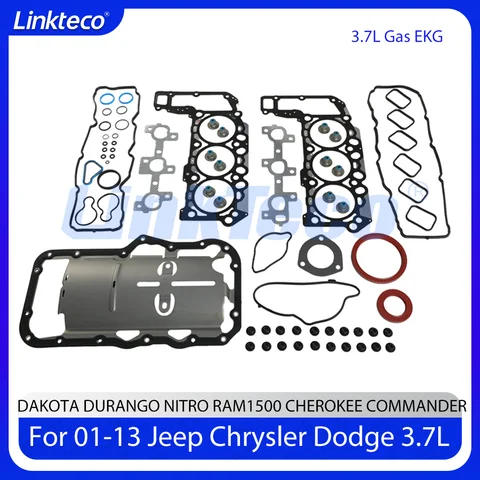 Комплект прокладок головки всего подходит для EKG 3,7 л для 01-13 Jeep Chrysler Dodge RAM1500 CHEROKEE COMMANDER DURANGO NITRO 3,7L HS26229PT-1