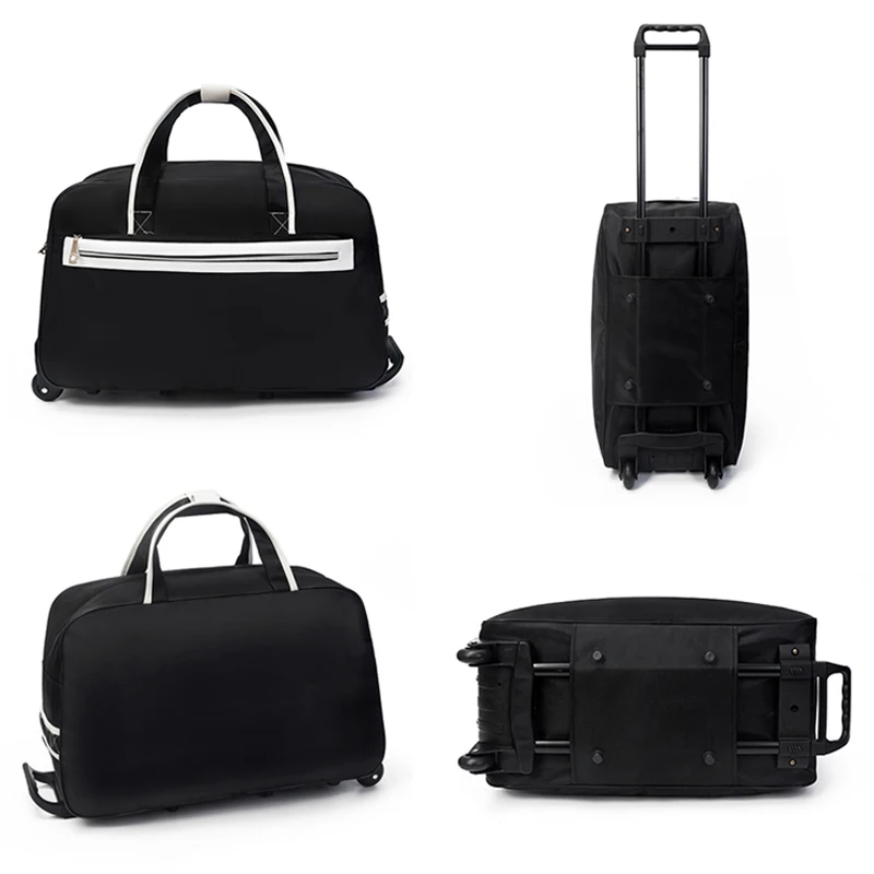 Luggage Trolley Bags Portable Weekend Travel Rolling Wheel Luggage Suitcase for Women Large Capacity Storage Duffle Handbag X848