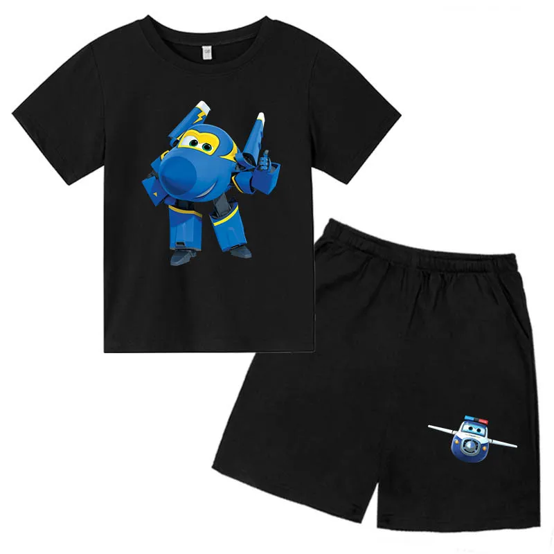 

Summer 2022 New Cartoon Boys Girls O Neck Short Sleeve Suit T Shirt + Shorts 2 Piece Print Kawaii Kids Clothes Baby T Shirts