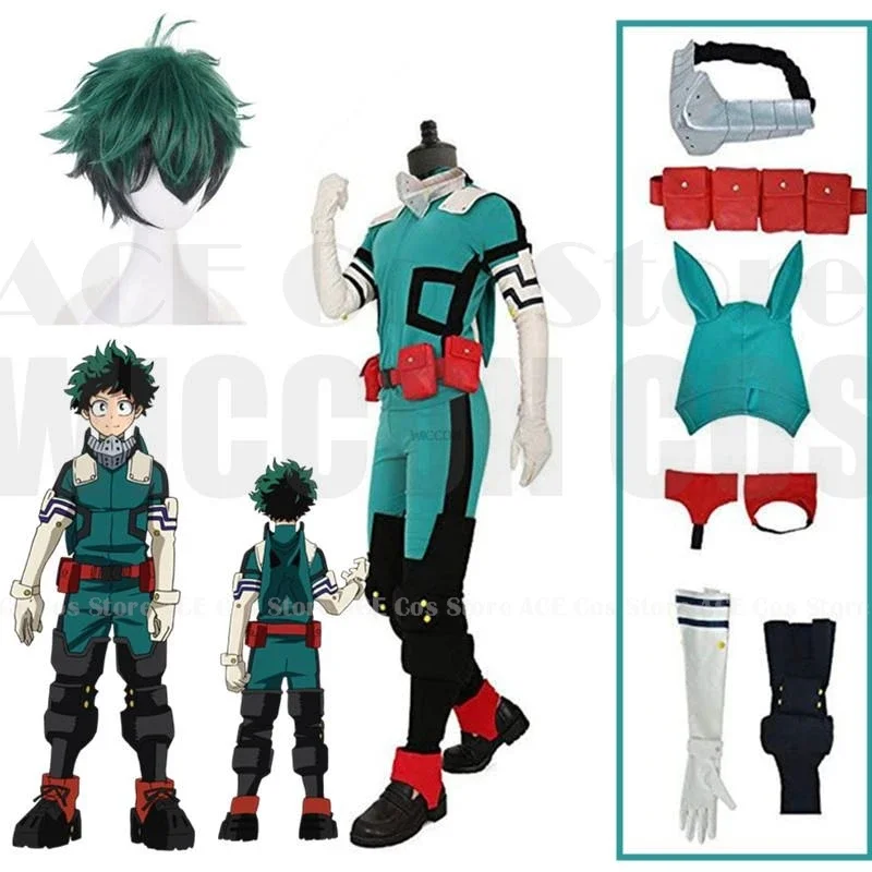 Аниме Герой Косплей Midoriya Izuku Deku Battle Academy Костюм Унисекс Комплект Парик Волосы