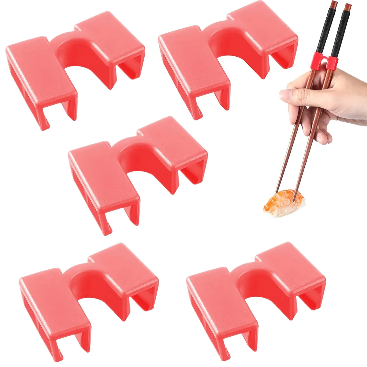 

5PCS Reusable Pink Chopstick Helpers Training Chinese Chopsticks Trainer Holder for Adouts Beginner Trainers or Learner