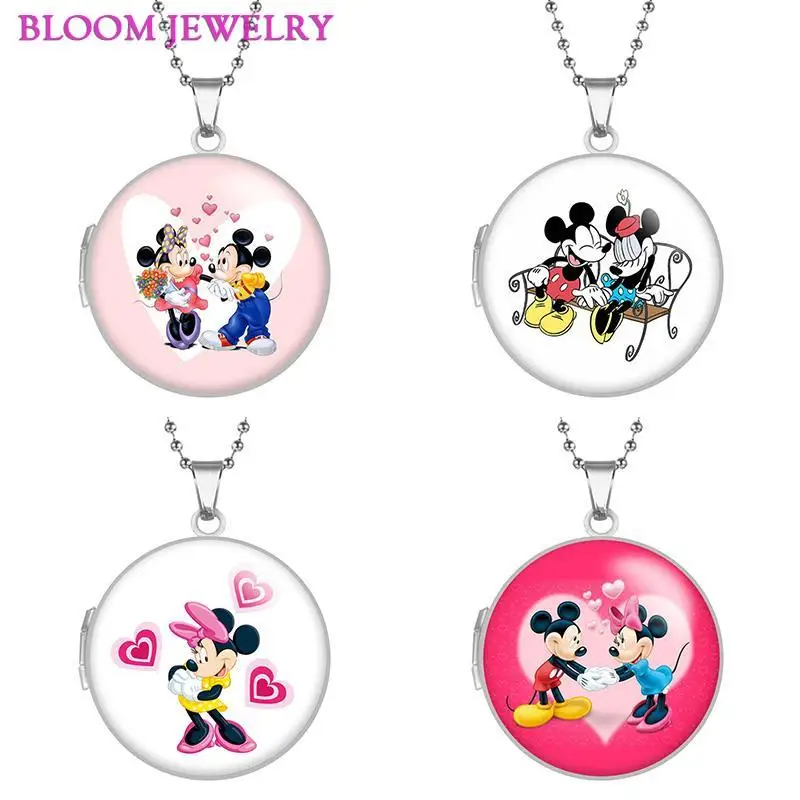 

Disney Микки Маус из нержавеющей стали оожерелье с фото длина цепочки 60 см подарок для девочек Y1790