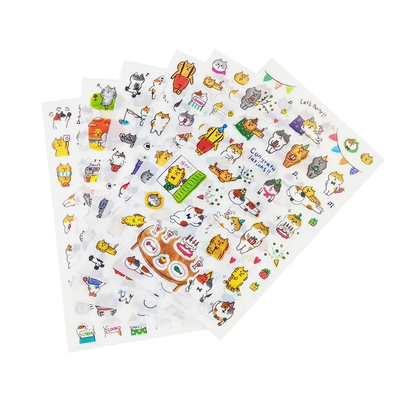 

6 листов/упаковка, наклейки для книг, кошки, дневника, скрапбукинга, календаря, блокнота, этикетки, украшения, канцелярские товары для отправки своим детям, лучший подарок