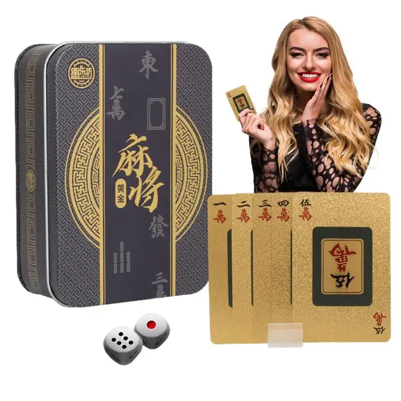 

Poker Cards Mah Jongg Pattern Frosted Portable Cards Playing Deck Of Cards Novelty Party Gift For Girls And Boys Party