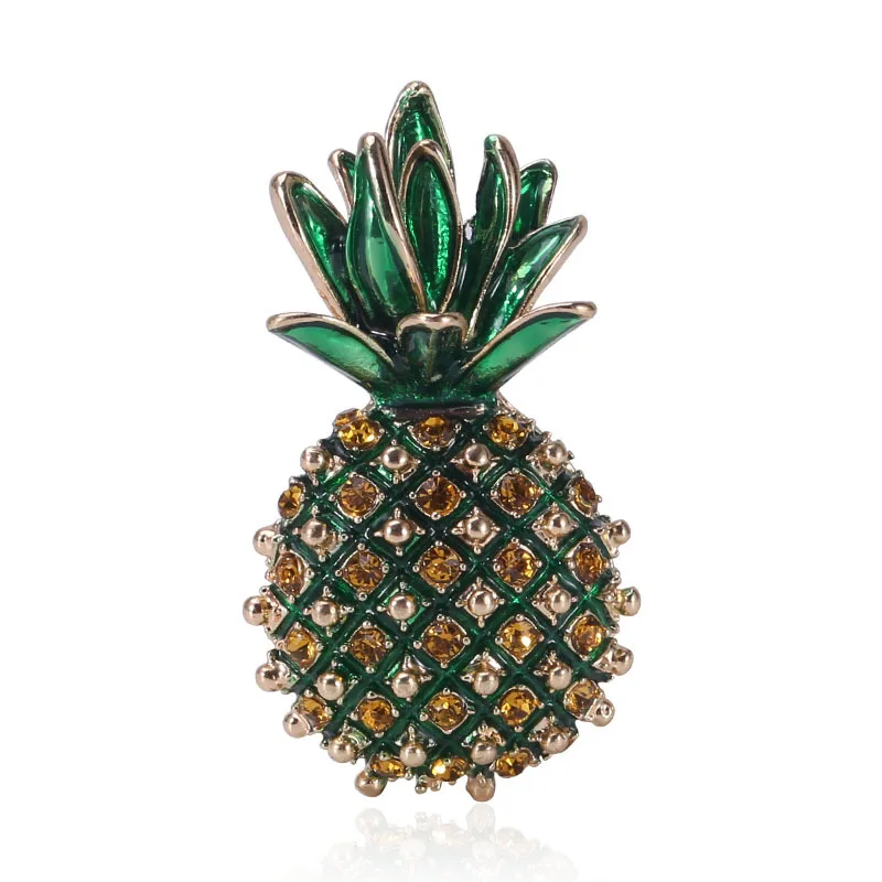 

2022 New Rhinstone Pineapple Brooches For Women Enamel Crystal Fruits Party Casual Brooch Pins Gifts