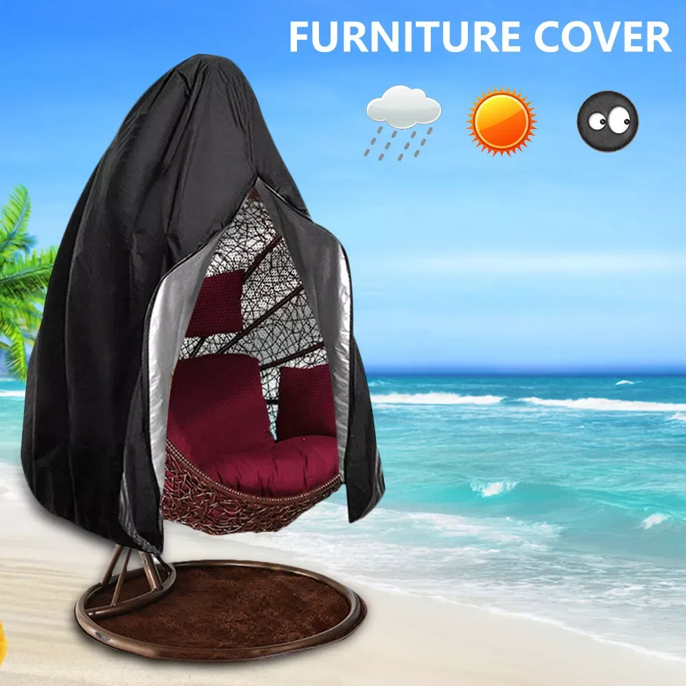 

2023 Black Patio Chair Cover Egg Swing Chair Waterproof Dust Cover Protector with Zipper Protective Case Outdoor Hanging Chair
