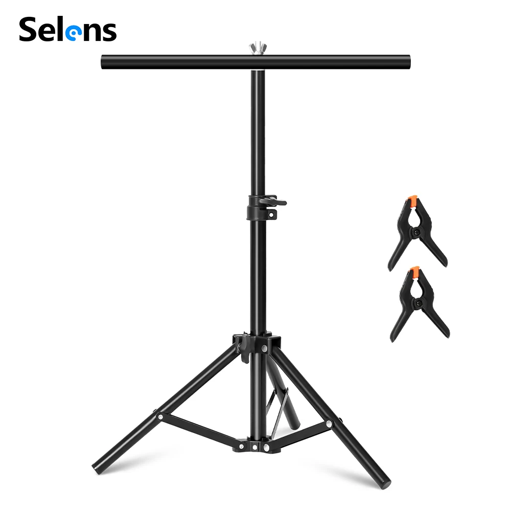 

Selens 70x80cm Photography Photo Backdrop Stands T-Shape Background Frame Support System Stands With Clamps for Video Studio