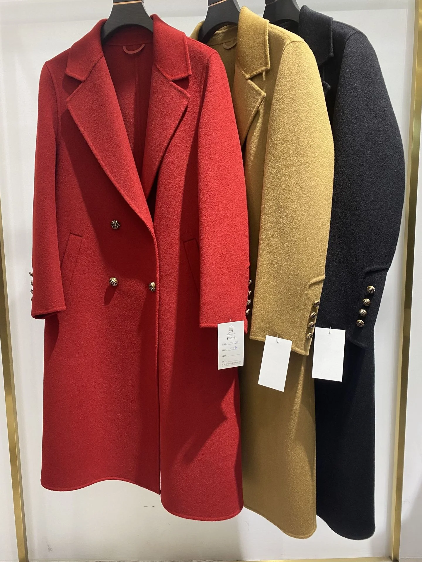 

22 Autumn and winter new H-version straight tube high count wool reversible coat metal button long coat length 100 jacket