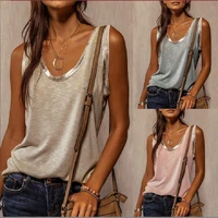 2022 summer ladies new crew neck pullover sleeveless top womens contrast color splicing sleeveless vest t shirt