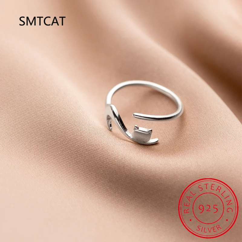 Женское серебряное кольцо с длинным хвостом регулируемое обручальное