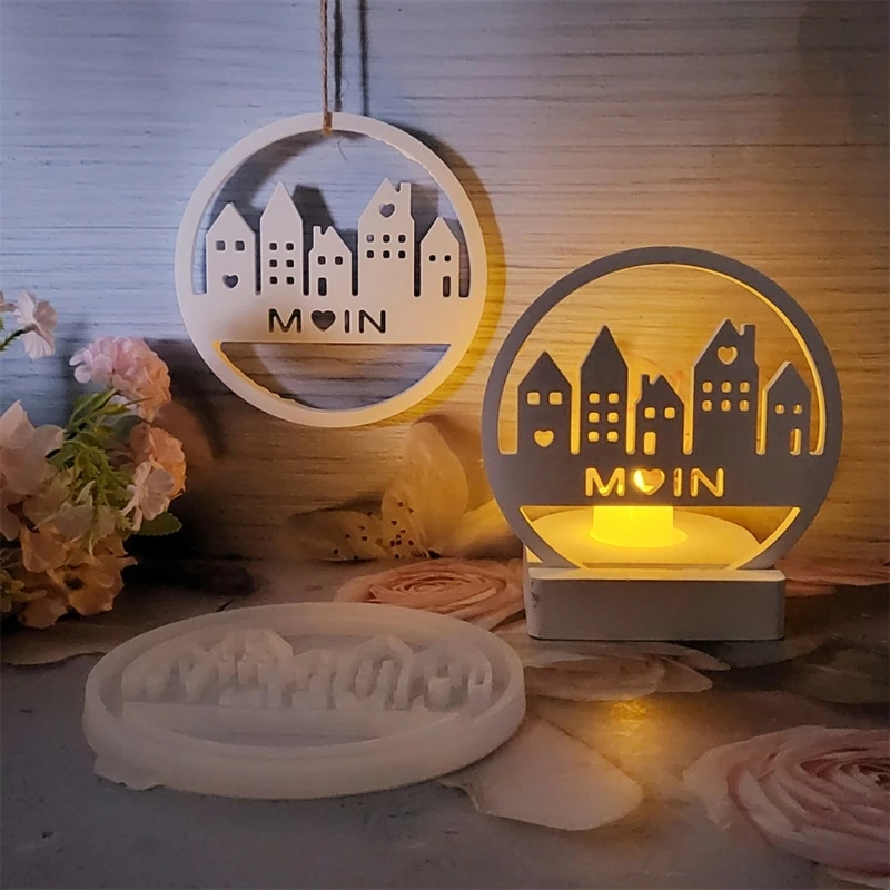 95AB Многоразовая силиконовая форма с полым узором дома принадлежности для