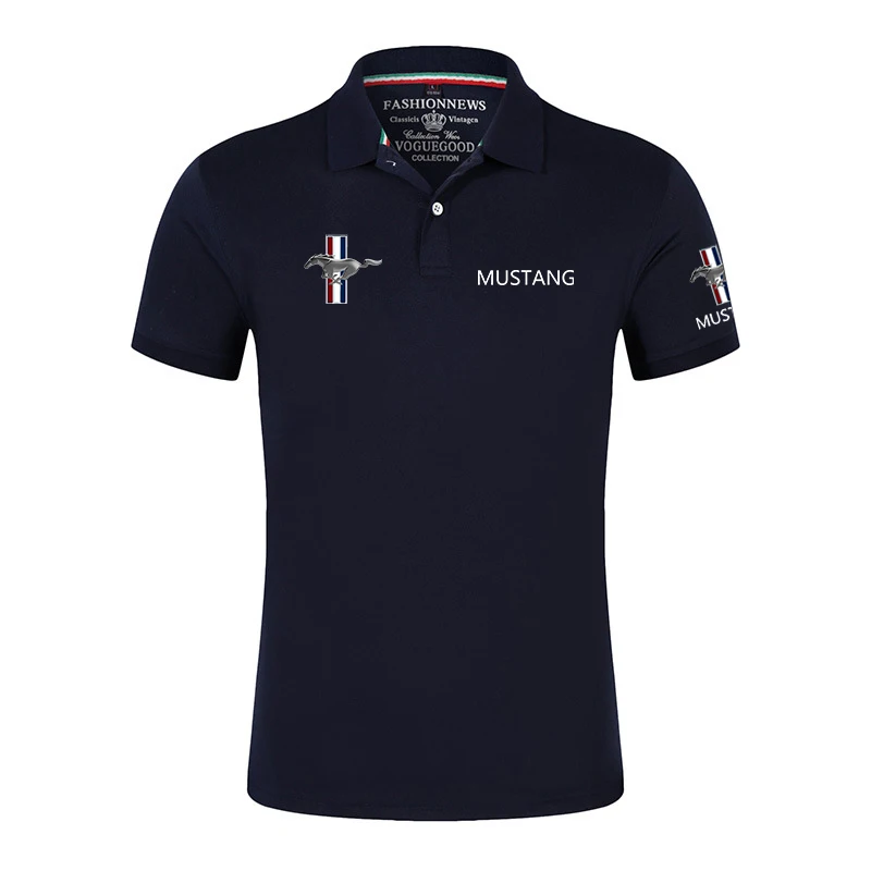 

Summer New 2023 Men's Mustang Logo Polo Shirt Classic Unisex Outdoor Customize T-Shirt Casual Short Sleeves Solid Color T-Shirts