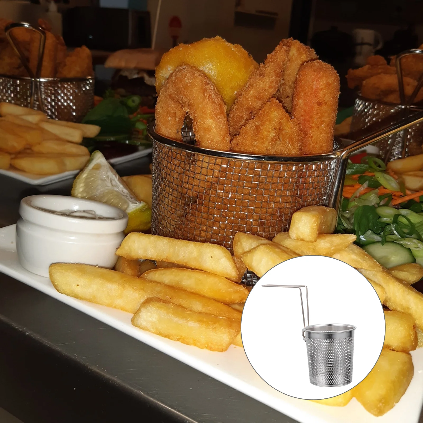 

Strainer Basket Mesh Pasta Noodle Spoon Skimmer Colander Spider Metal Fry Steel Kitchen Stainless Cooking Ladle Fine Handle