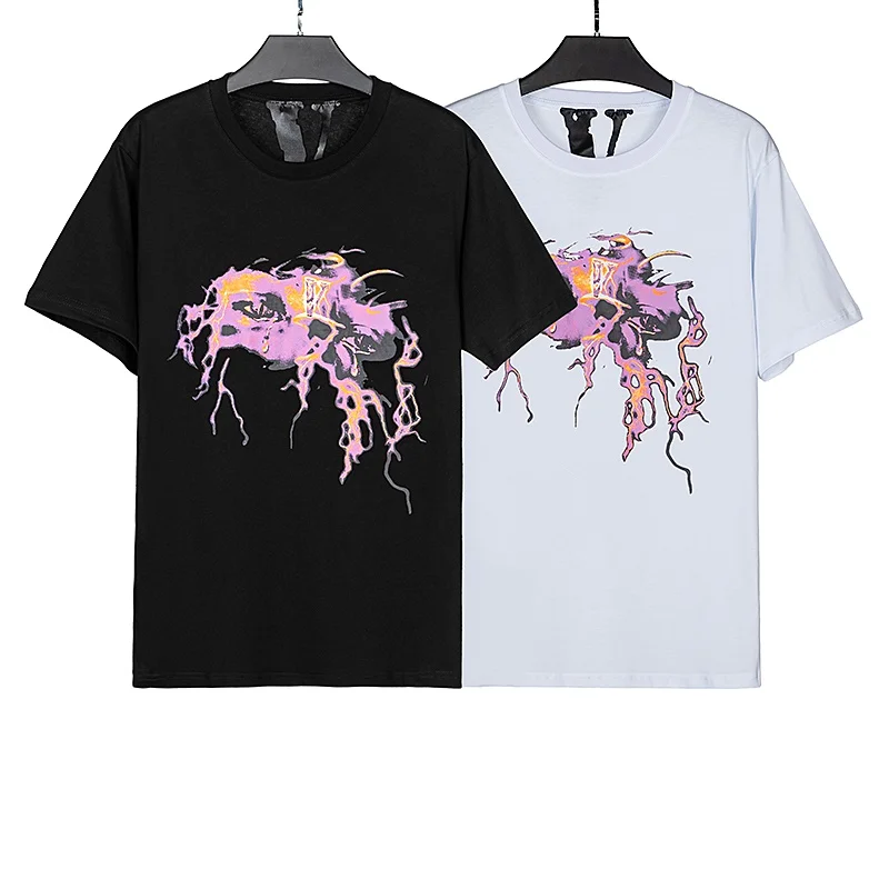 

Vlone 22ss Lightning Tears Eye Print Couple Student Short Sleeve Large V Limited T-shirt Unisex