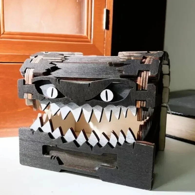 

Dungeons & Dragons Game Figures Wooden Handicraft Mimic Figure DND Creative Monster Treasure Storage Box Halloween Toy Figurine