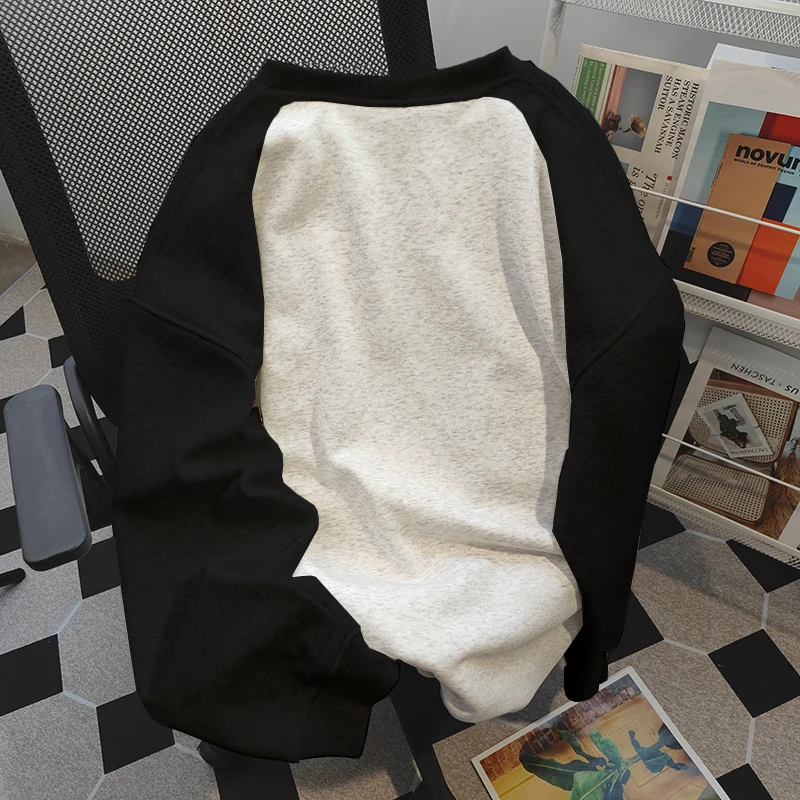 Big Brand Clearance Counter Tail Goods Women clothes Japan fashion Print Patchwork round Neck Hoodie Autumn and Winter Loose ...