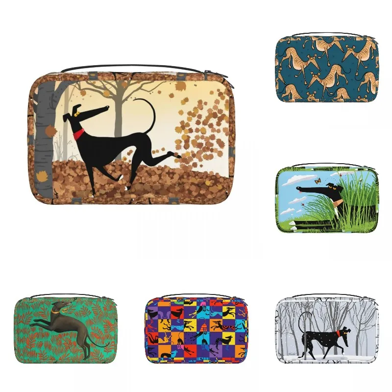 

Подвесная дорожная Осенняя круглая сумочка для туалетных принадлежностей, переносной гигиенический органайзер для макияжа собак Greyhound, ко...