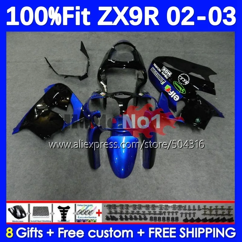 

OEM Kit For KAWASAKI NINJA ZX-9R ZX 9R 900 CC 9 R 181MC.7 ZX900 ZX9 R 900CC ZX9R 02 03 2002 2003 Injection Fairing blue glossy