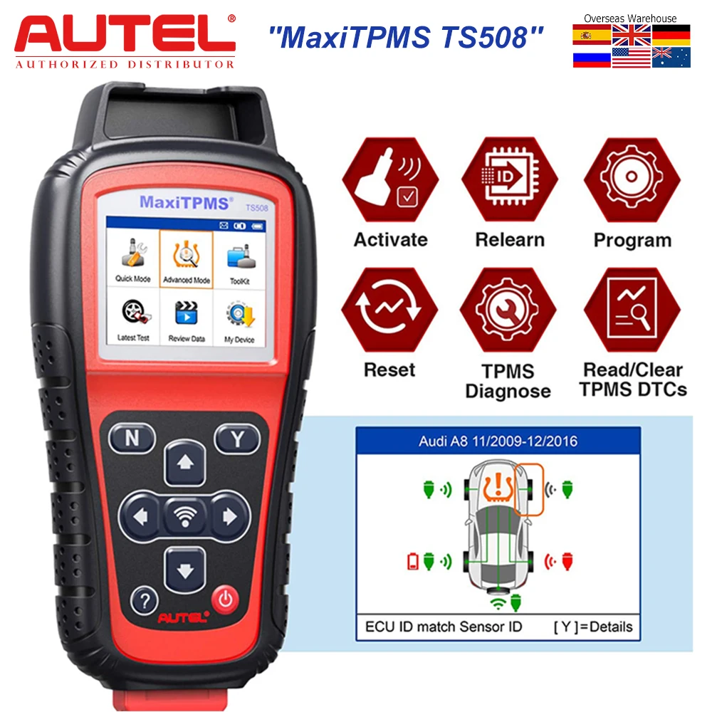 Autel MaxiTPMS TS508 TPMS Code Reader Tire System OBD2 Diagnostic Tool TPMS MX-Sensor Programing Programmer Lifetime Free Update