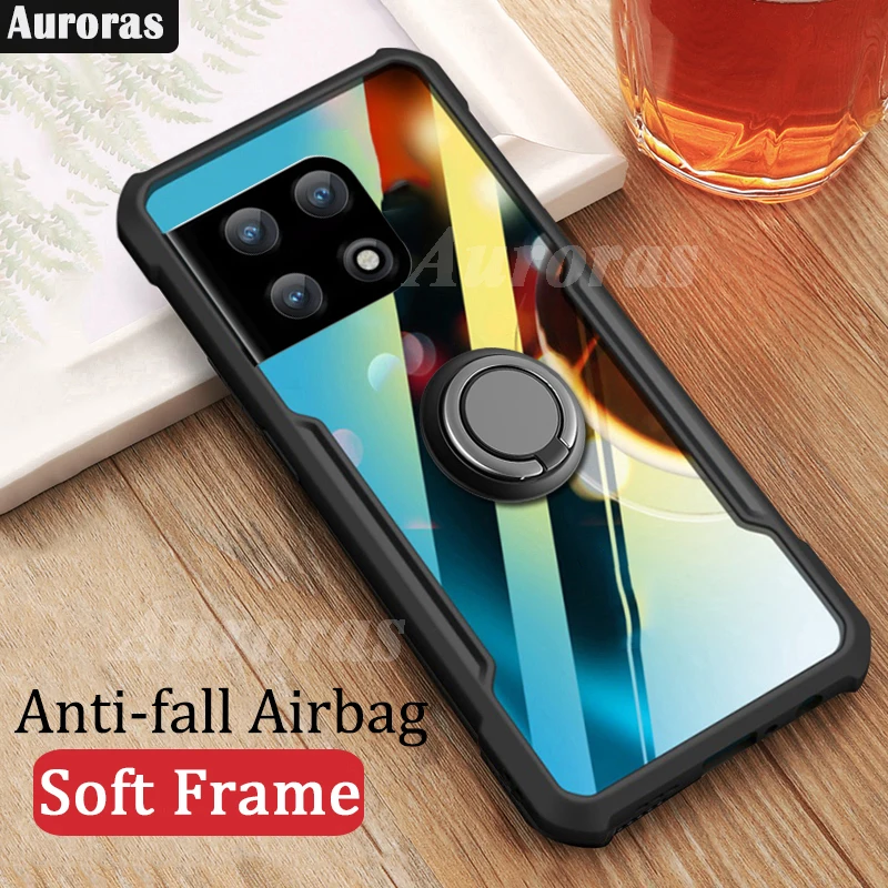 

Auroras For Oneplus 10 Pro 5G Case Anti-fall Airbag Shockproof Clear With Ring Tempered Film Soft Frame Cover Oneplus10 Pro 5G