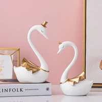 resin swan miniature model sculpture ornament modern home living room decoration figurines for interior room decor wedding gift