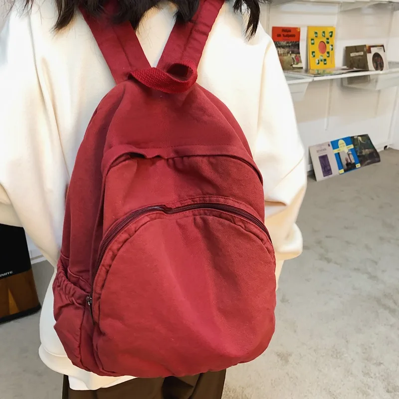 

Моющийся холщовый рюкзак для женщин, Простой японский школьный ранец для старших классов, повседневный дорожный женский портфель для ленив...