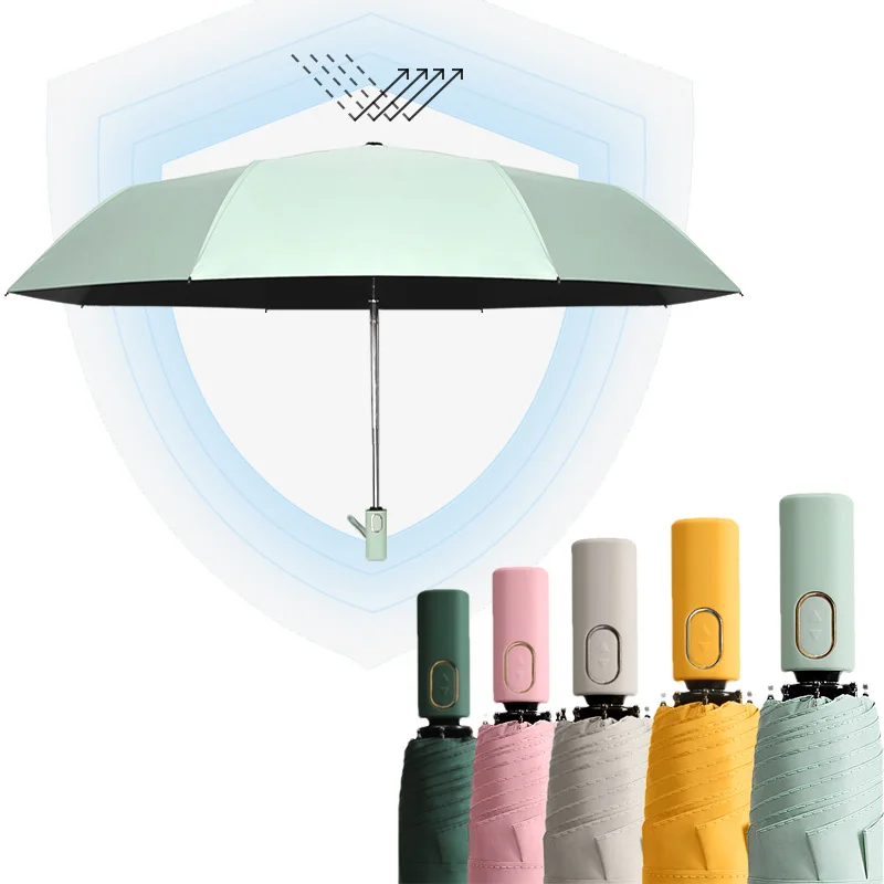 

Складывающиеся Солнцезащитные Зонтики с УФ-защитой, автоматический деловой Зонт с черным покрытием для женщин и мужчин