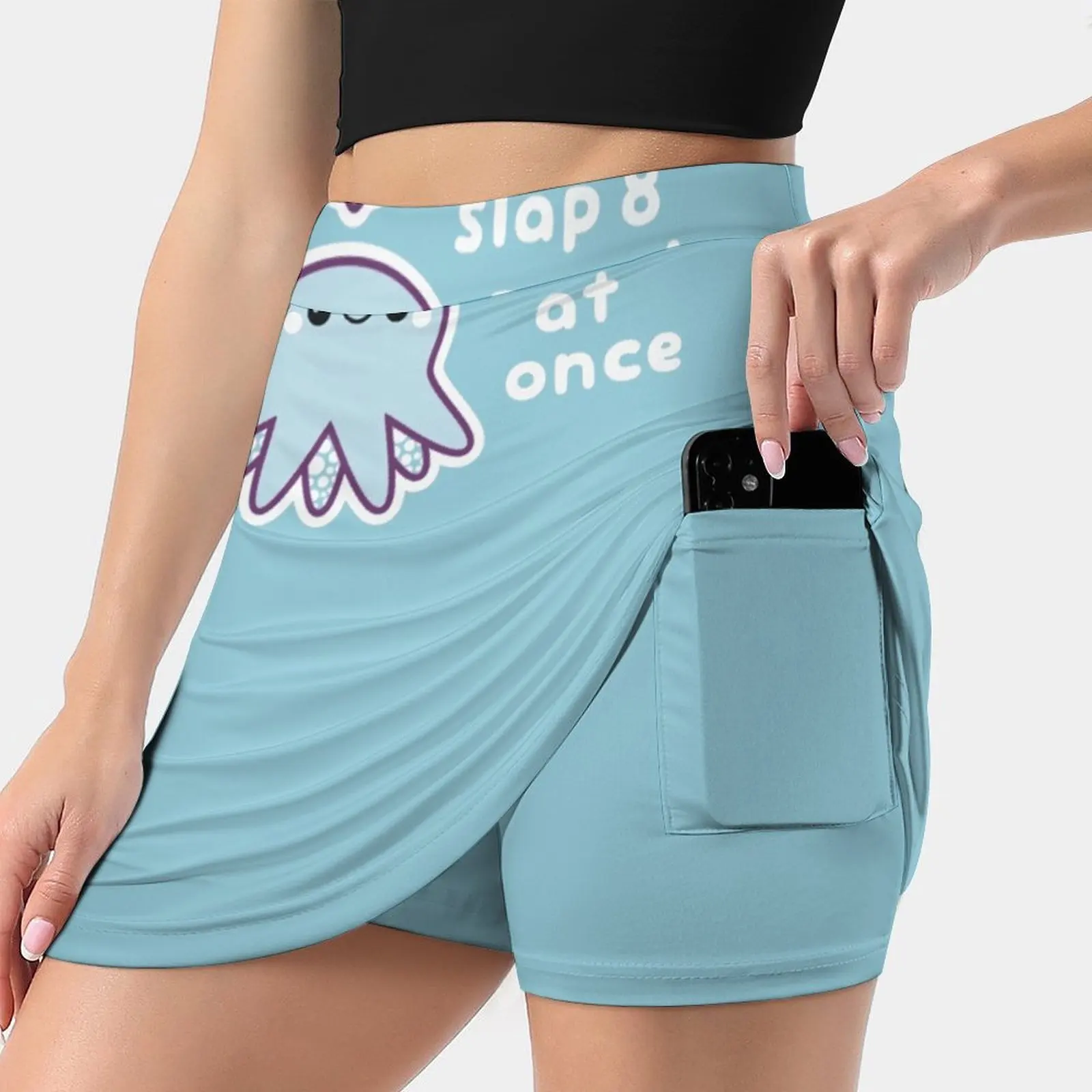

Женская Двухслойная юбка-осьминог, короткая спортивная мини-юбка с забавным принтом животных