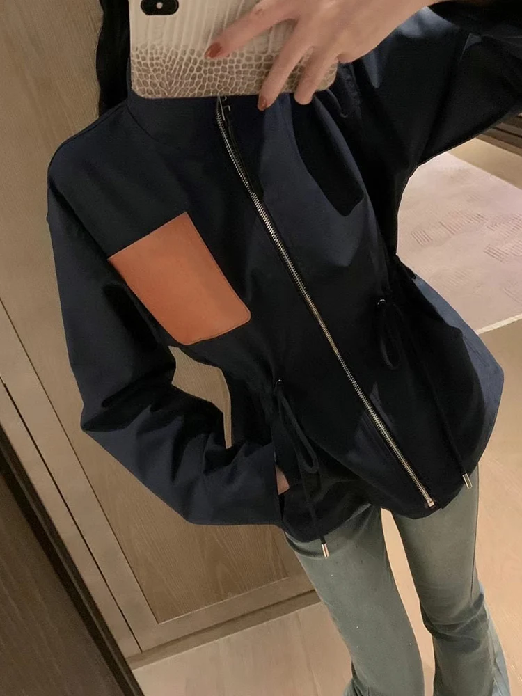 

Женская ветровка в стиле ретро, свободная куртка с длинным рукавом и воротником на талии, с карманами, Осень-зима