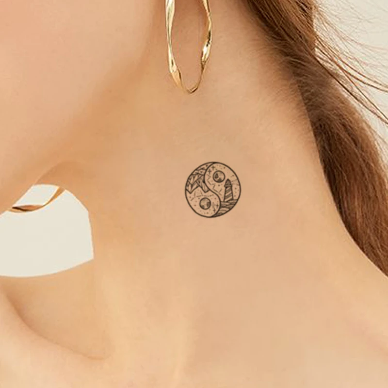 

Водостойкая Временная тату-наклейка в виде планеты, простые узоры, искусственные татуировки, тату для тела, груди, шеи, боди-арт для женщин и мужчин