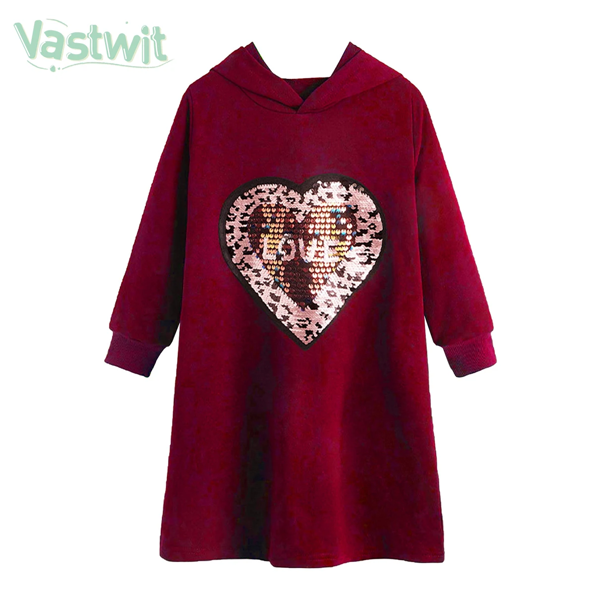 

1-6Years Girls Dress Sequins Long Sleeve Sweatshirt Dress Kids Girls Autumn Casual Hooded Children Long Dresses Children Clothes