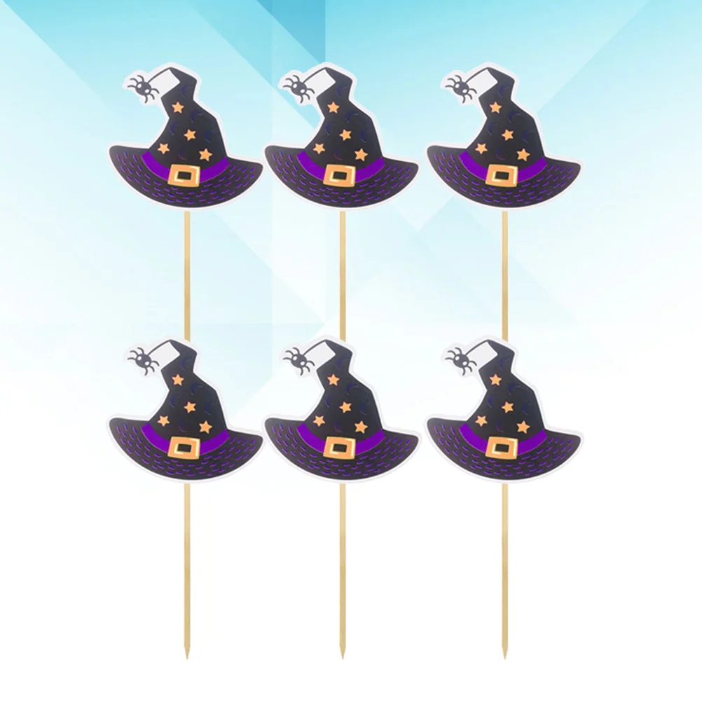 

Cake Cupcake Topper Picksparty Decorations Witch Hat Cups Helloween Toppers Fruit