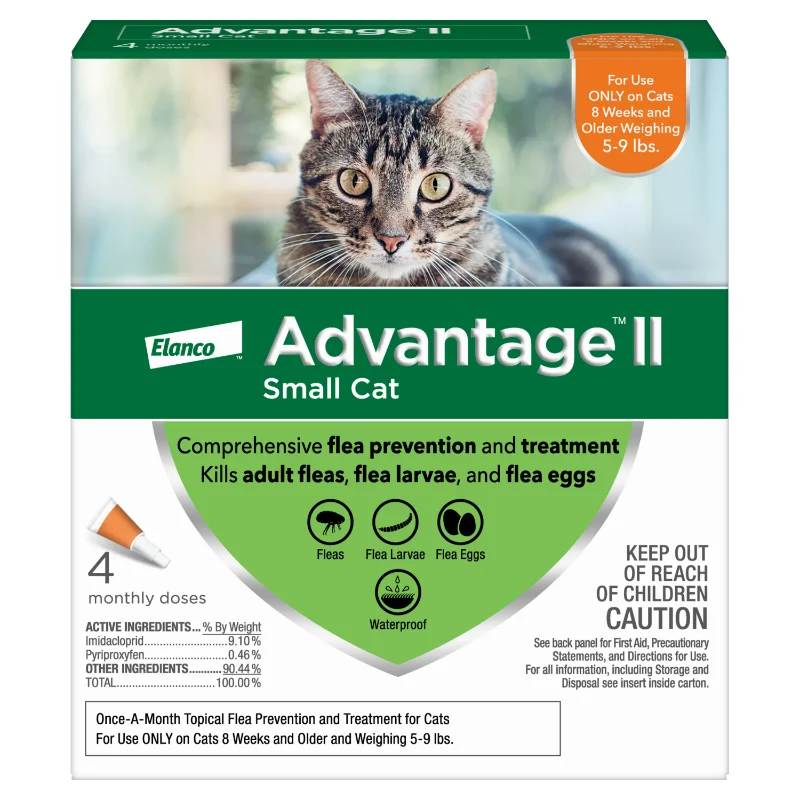 

Advantage II Flea Prevention for Small Cats, 4 Monthly Treatments