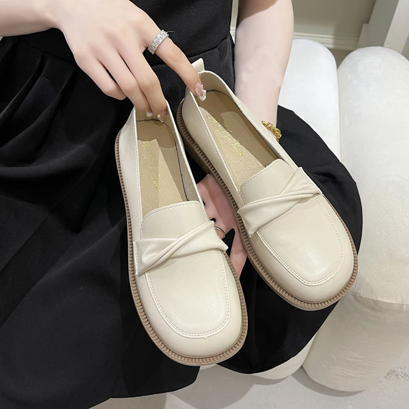 

Туфли женские на плоской подошве, лоферы с мехом, круглый носок, мягкие повседневные кроссовки, оксфорды, в британском стиле, без застежки, К...