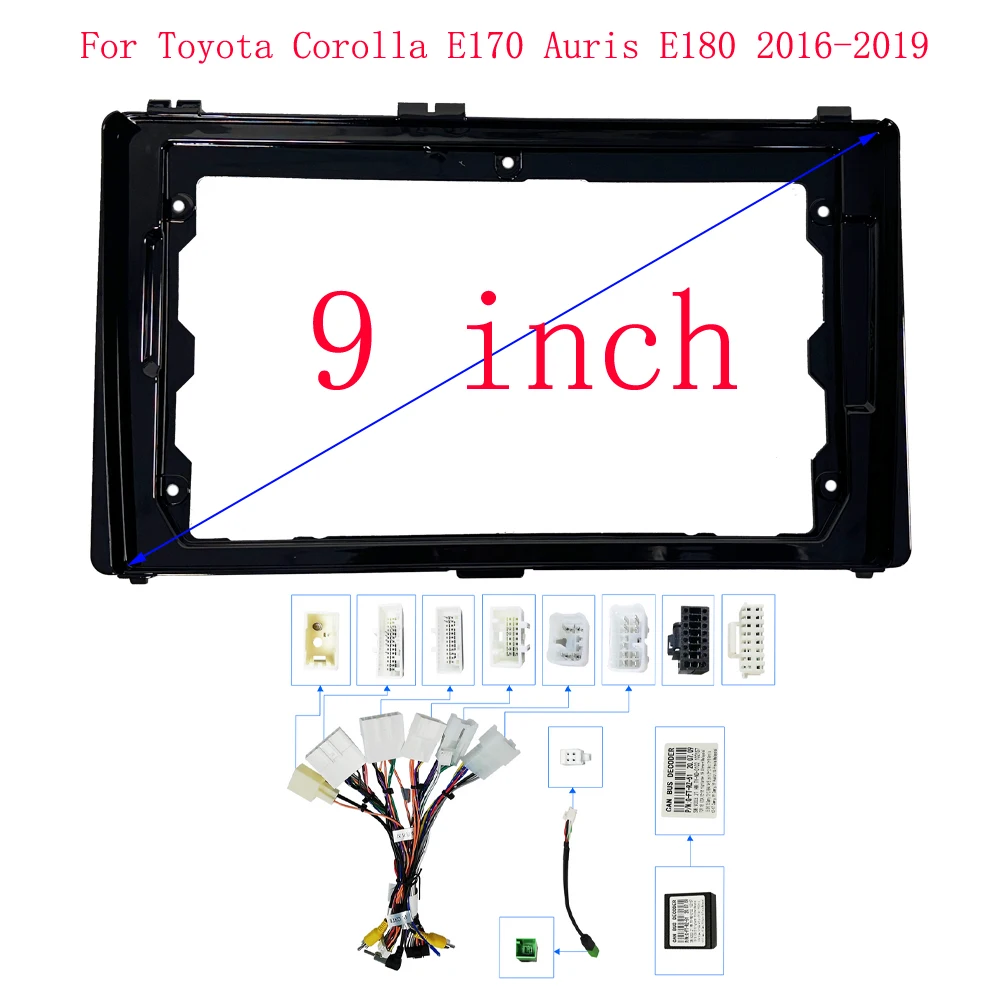 Рамка автомобильного радио для Toyota Corolla E170 Auris E180 2016-2019 9-дюймовый 2DIN стерео панель жгут проводов кабель питания декодер Canbus (art.: 3920ca4ae5fc6) - 3920ca4ae5fc6