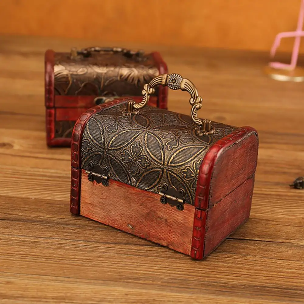 

Jewelry Organizer Vintage Chinese Wooden Luxury Jewelry Holder Cosmetics Storage Box Mini Wood Treasure Chest Storage Box