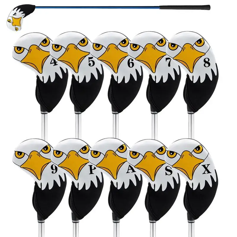 

Golf Iron Head Cover 10pcs Eagle Pattern Iron Club Head Covers Wedge Iron Protective Headcover Golf Club Head Covers For