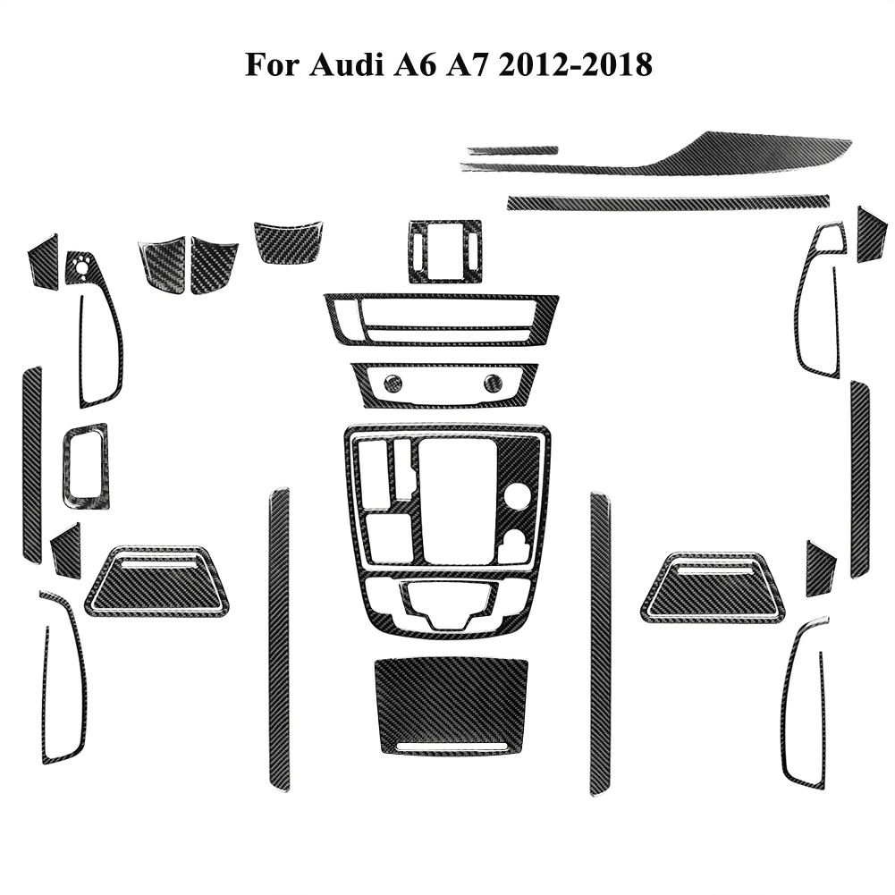

Car Accessories Carbon Fiber Material Stickers For Audi A6 A7 2012-2018 Renovate Parts Auto Decorative Strips Interior Mouldings