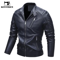 kenntrice 2022 men jacket casual warm faux leather clothes trends fashion stand collar zipper biker jacket wild outwear