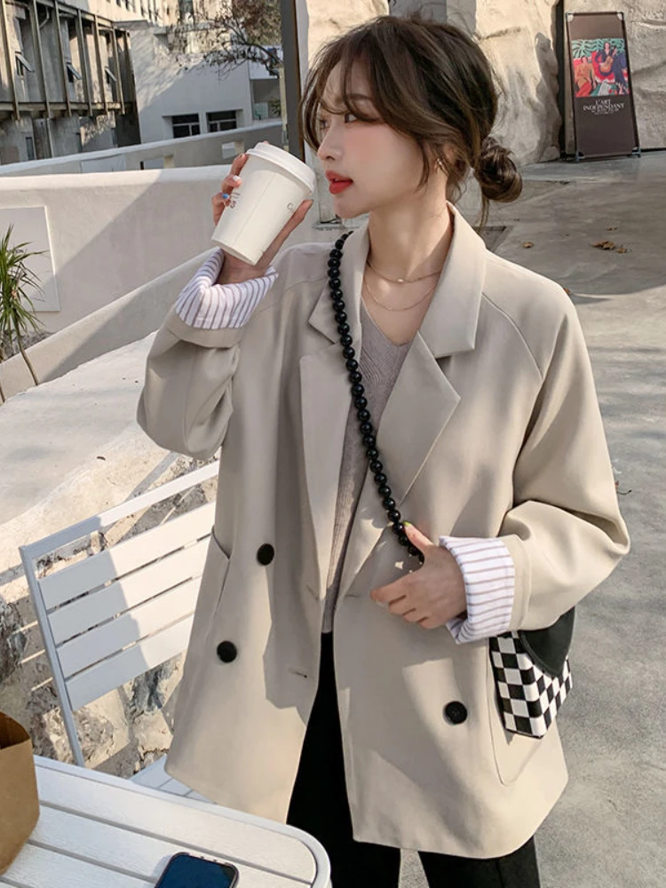 

Весенняя новая Корейская куртка UNXX, женский свободный Модный повседневный блейзер с длинным рукавом, куртка-оверсайз, черный блейзер, женская одежда, пальто