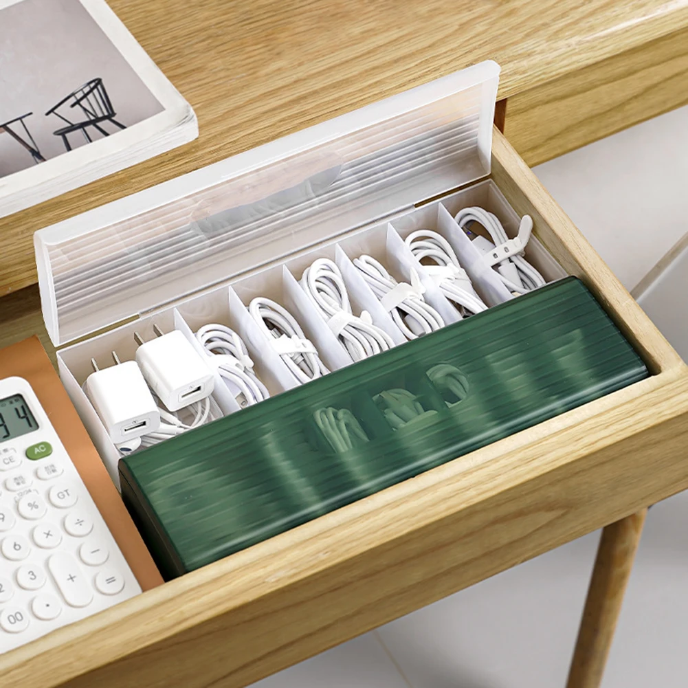 

Cable Storage Box Transparent Plastic Data Line Storage Container For Desk Stationery Multifunctional Headset Data Charging Line