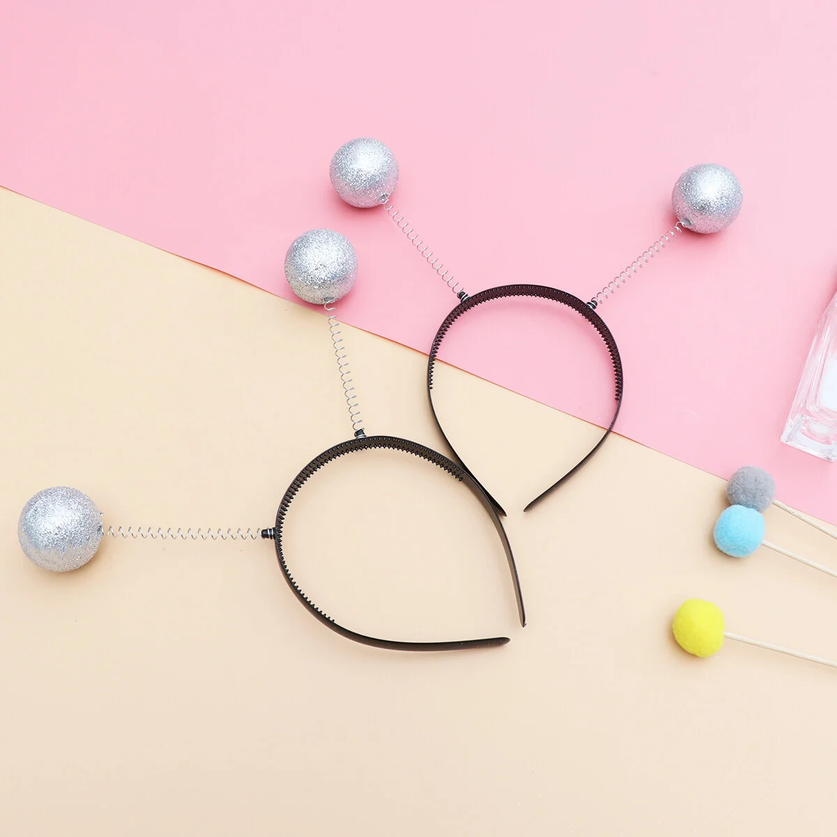 

Glitter Boppers: 3pcs Silver Martian Antenna Headband Funny Hair Accessory for New Year Holiday Birthday Fancy Dress Party