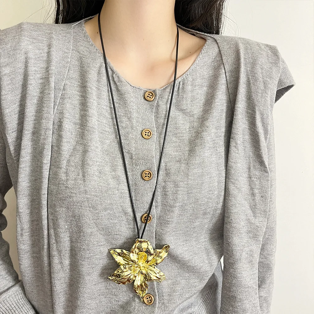 2024 новое роскошное преувеличенное ожерелье с подвеской в виде большого цветка