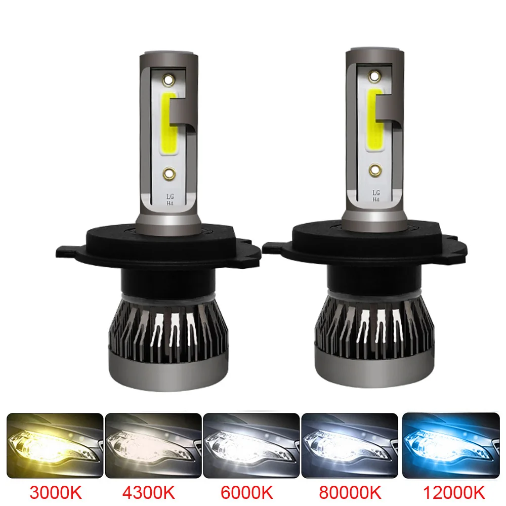 

2Pcs New H4 H7 Car Headlight Bulbs 9005 HB3 9006 HB4 H3 H1 H11 H8 H9 Headlamps 80W Auto Fog Lights 6000K 8000K 12V LED Bulb