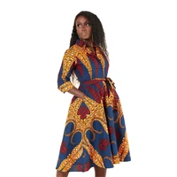 african print shirt dress fashion dashiki ankara dresses party autumn women retro long sleeve lace up loose clothes plus size