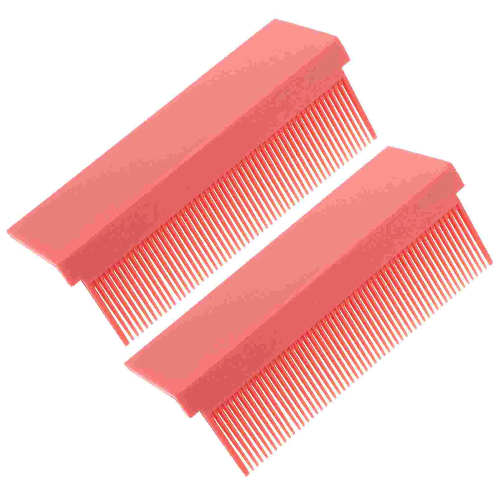 

2 Pcs Straightening Comb Heated Brush Electric Red Accessories Iron Hair Straightener Portable Carbon Fiber
