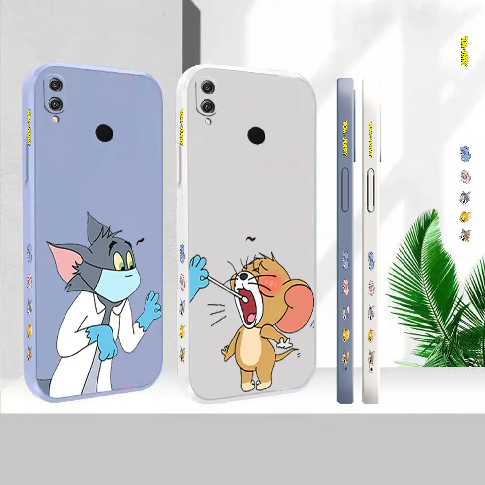 

Liquid Case For Honor 80 70 60 50 SE GT 30 30S 20 20S 10 9 8X Pro Plus Max Lite 5G Funny Cute Tom And Jerry Cartoon Cover Funda