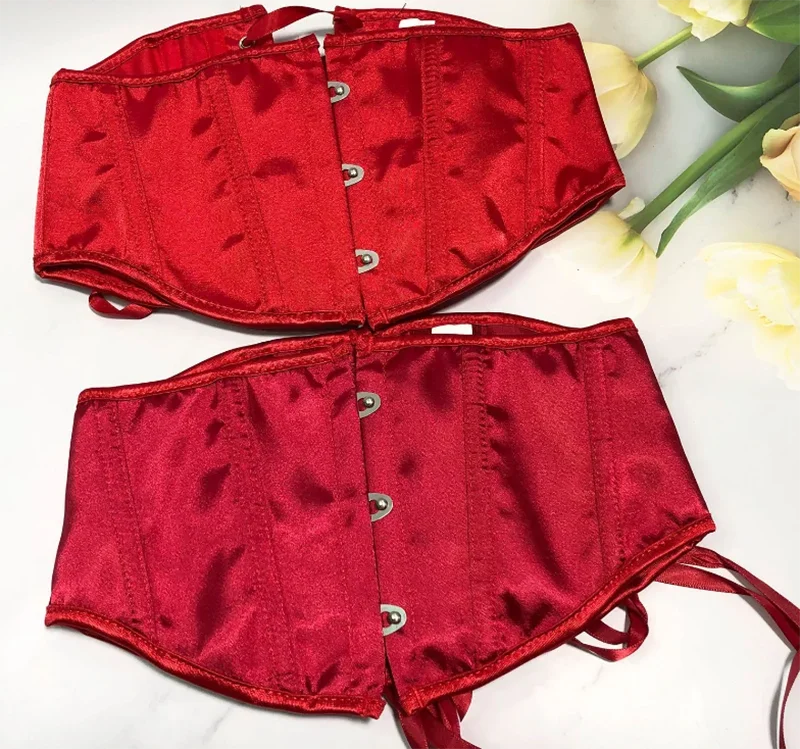 Женский атласный корсет под грудь с коротким торсом