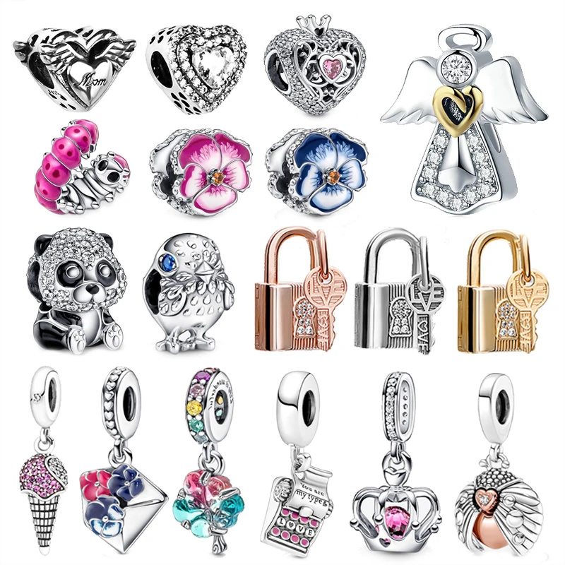 

Новинка Весна 2022, подвески в виде ангельских крыльев любовного сердца, подходят для оригинальных браслетов Pandora, женские Украшения «сделай ...